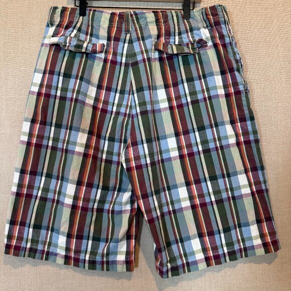 Chor Plaid Shorts Men’s 34 Grunge Skater 2000s Streetwear Cotton Madras - Picture 5 of 10